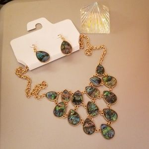 Abalone Stone Necklace & Earring Set